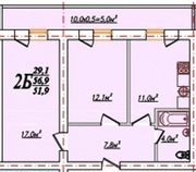 Двухкомнатная квартира 56м.кв. в Краснодаре от застройщика. Купить