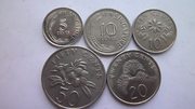 Монеты 5,  10,  20 и 50 центов-Сингапур