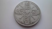Серебряная монета 1 флорин(2 шиллинга) 1921 г. Великобритания