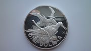 Серебряная монета 1 доллар 1977 г. Вирджинские острова