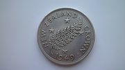 Серебряная монета 1 крона 1949 г. Новая Зеландия
