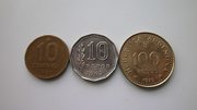Монеты 10 сентаво,  10 песо,  100 песо-Аргентина