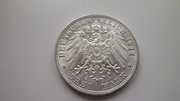 Серебряная монета 3 марки 1914 г. 2 Рейх,  Вюртемберг.UNC.