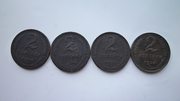 Медные монеты 2 копейки 1924 года.