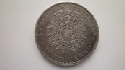 Серебряная монета 5 марок 1875 г. 2 Рейх,  Саксония