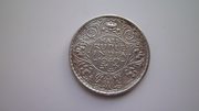Серебряная монета 1/2 рупии 1940 г. Индия колония Великобритании