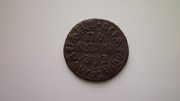 Медная монета полушка 1707 г.  Петр I