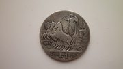 Серебряная монета 1 лира 1909 г. Италия.