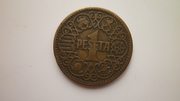 Монета 1 песета 1944 года Испания.