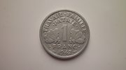 Монета 1 франк 1942 года оккупированная Франция