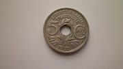 Монета 5 сантим 1923 года Франция