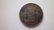 Серебряная монета 5 песет 1885 г. Испания.