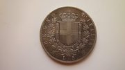 Серебряная монета 5 лир 1874 г. Италия