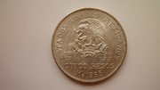 Серебряная монета 5 песо 1953 года Мексика