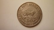 Не частая серебряная монета 50 центов 1922 г. Восточная Африка Георг V