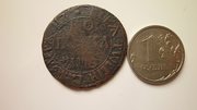 медная монета 1 копейка 1706 года БК Петр I.Большой кружок