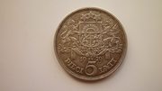 Серебряная монета 5 лат 1929 года Латвия.