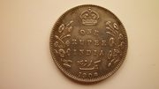 Не частая серебряная монета 1 рупия 1906 г. Индия