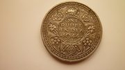 серебряная монета 1 рупия 1944 г. Индия-колония Великобритании