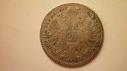 Серебряная монета 20 крейцеров 1869 г. Австро-Венгрия.