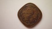 Монета 2 анны 1944 года Британская Индия