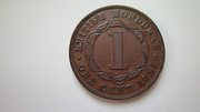 Не частая монета 1 цент 1951 года Британский Гондурас
