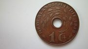 Не частая монета 1 цент 1939 года Нидерландская Индия.