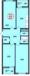 3-комнатная квартира 84.58 м² в ЖК 
